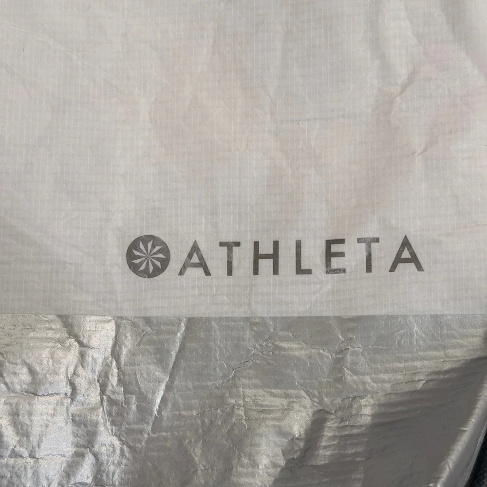 Athleta Reusable Shopping Tote Bag Bundle Metallic Silver White Set of 3